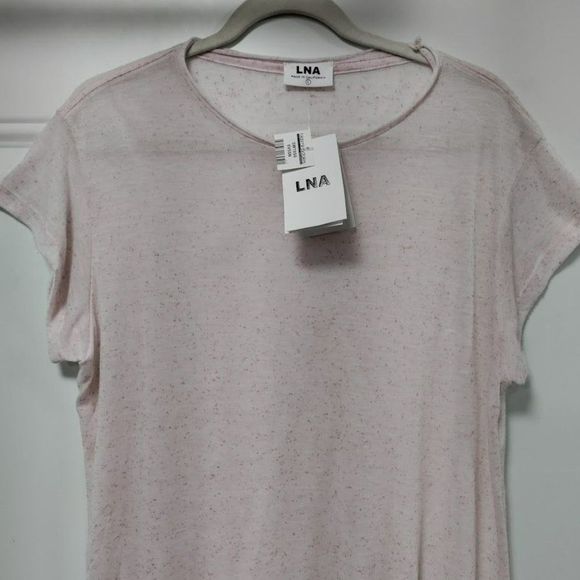 LNA Women's Light Pink Silk-Blend Short Sleeve T-Shirt Size Large - Picture 3 of 9